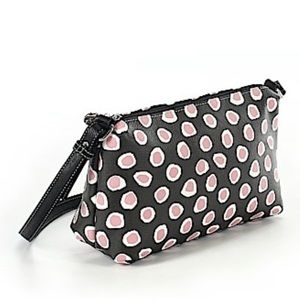 Sydney Love Crossbody Bag Vegan. Black and Pink. Exterior and interior pockets.